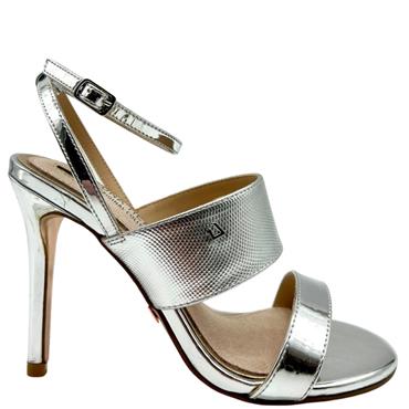 UNA HEALY LDS HI HEEL COLLAR STRAP SDL - SILVER